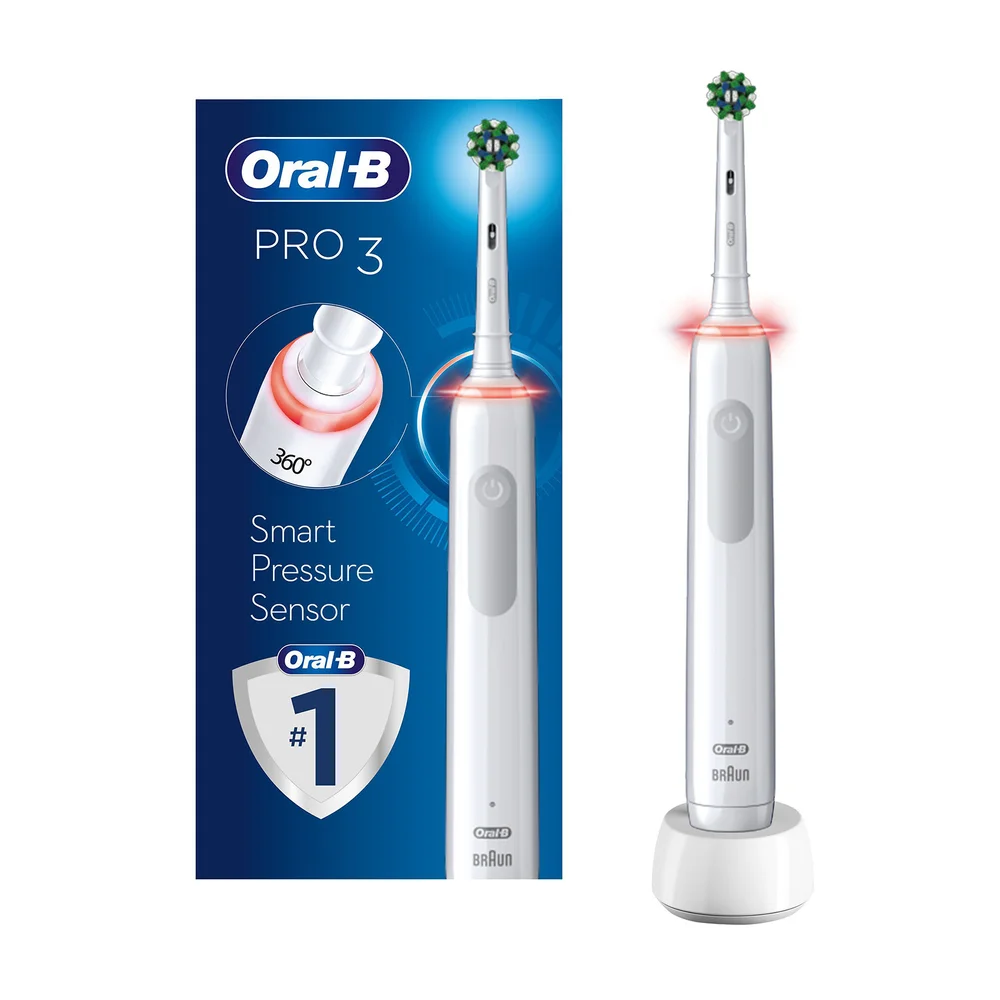 Oral-B Pro 3000 Cross Action White Electric Toothbrush Image 1