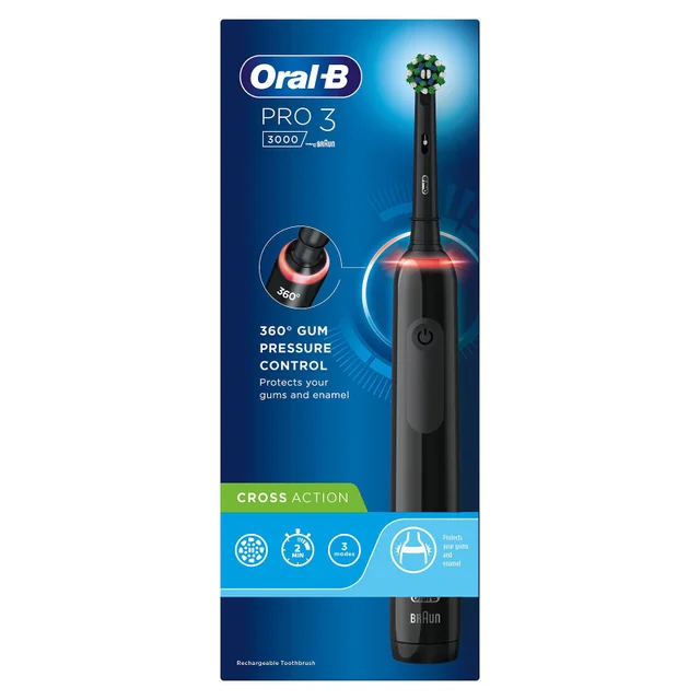 Pro 3 3000 Cross Action Black Electric Toothbrush