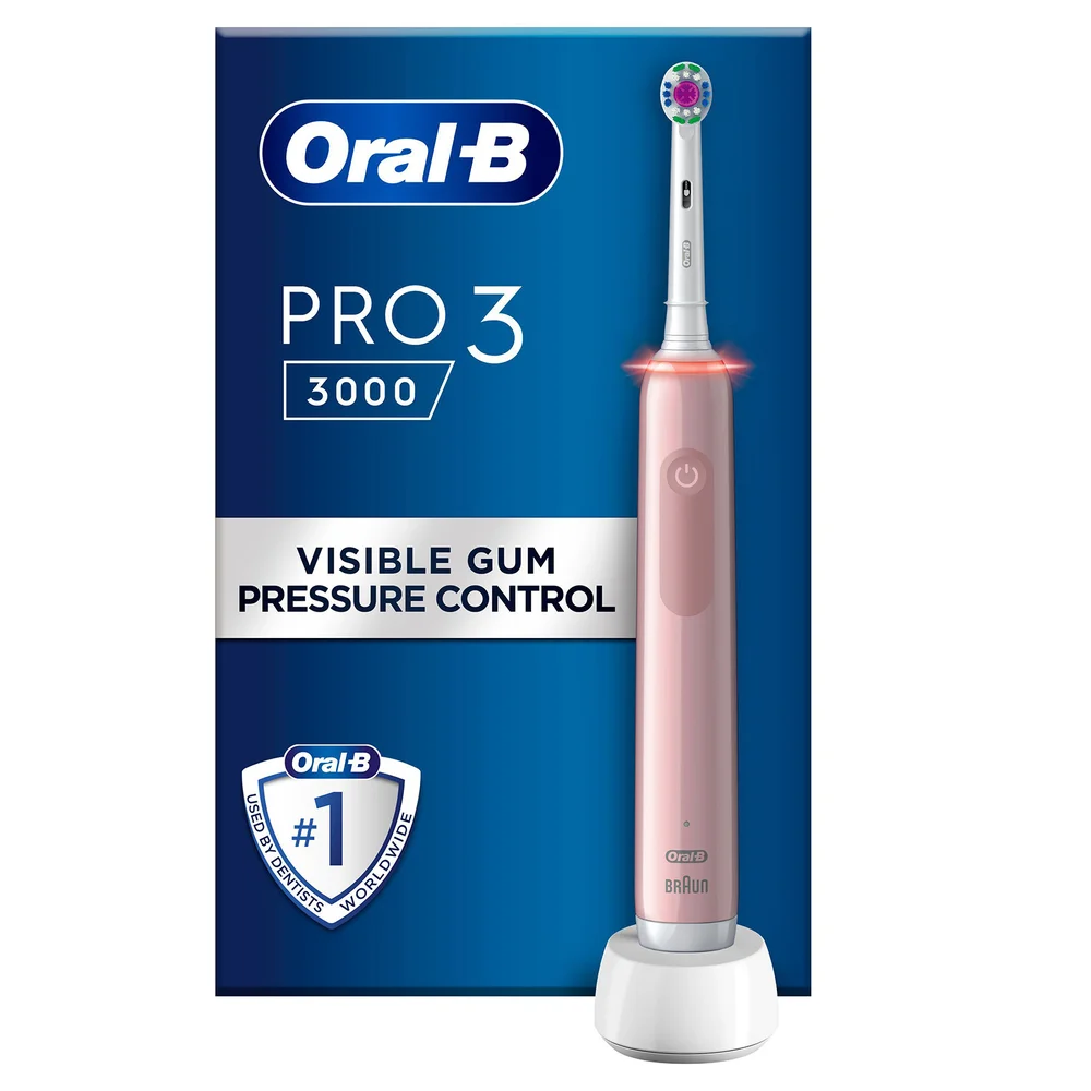 Oral-B Pro 3000 3D White Pink Electric Toothbrush Image 1