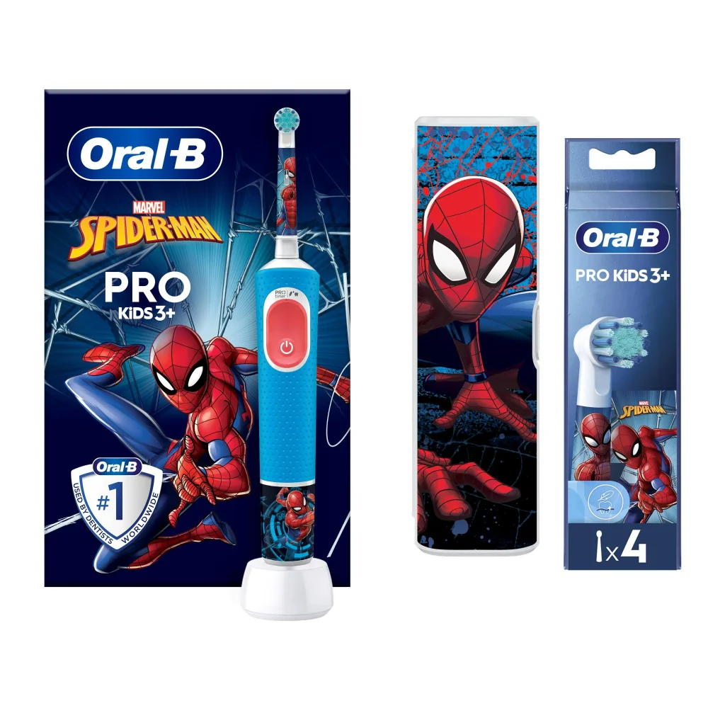 Oral-B Vitality Pro Kids Spiderman Electric Toothbrush with Travel Case +4 Refills Image 1