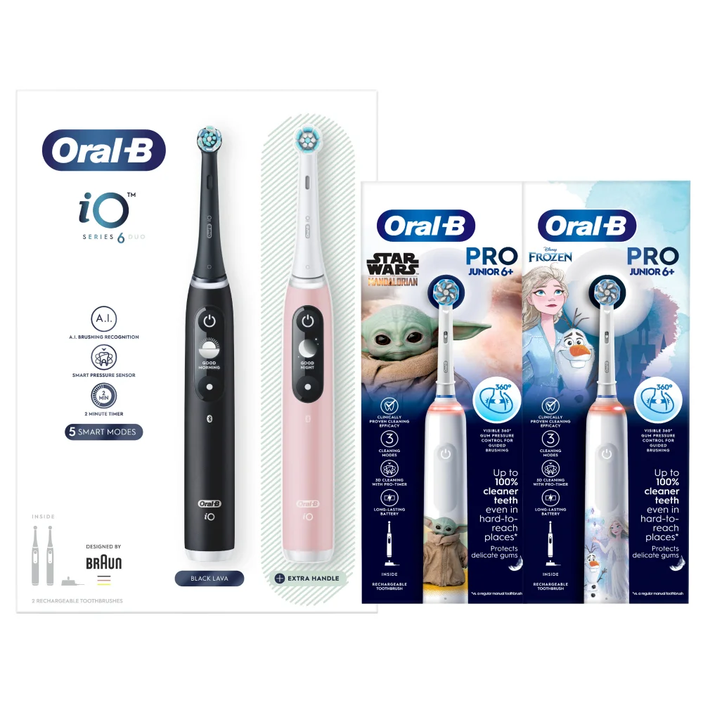 Oral B Essential Family Bundle - iO6 and Pro 3 Kids Image 1
