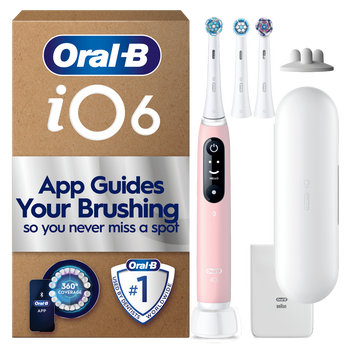 Oral-B iO6 Pink Sand Electric Toothbrush + Travel Case + 2 Toothbrush Heads