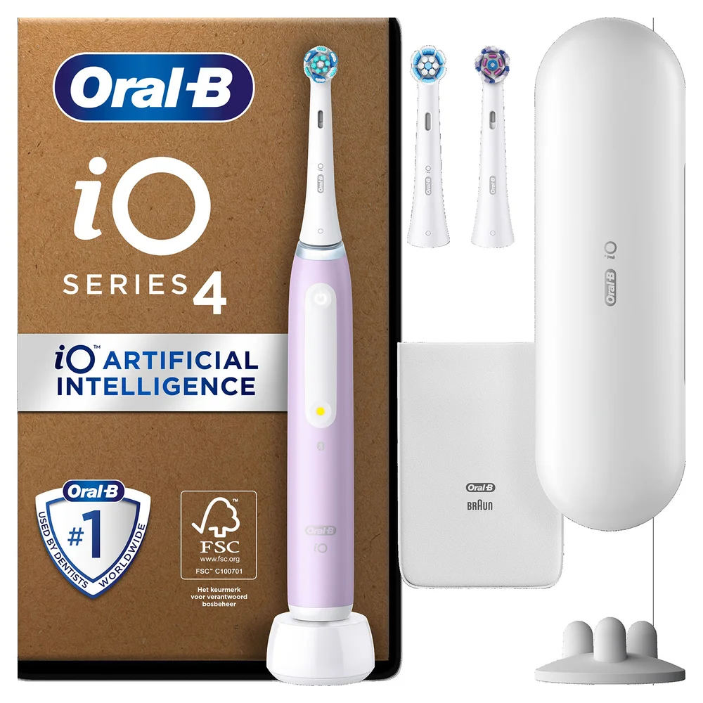 Oral B iO4 Lavender Electric Toothbrush and Extra Pack of Toothbrush Head 2 Count Image 1