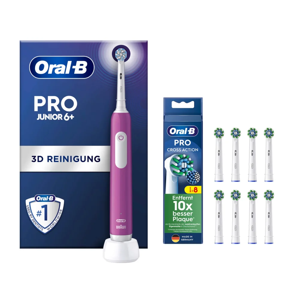 Oral-B Pro Junior Purple Electric Toothbrush + 8 Refills Image 1