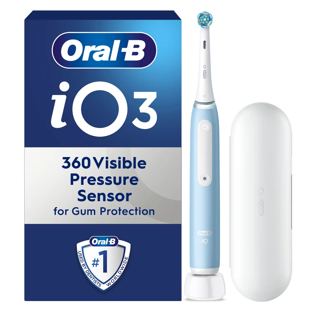 Oral-B iO3 Ice Blue Electric Toothbrush with Travel Case Image 1