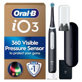 Oral-B iO3 Matt Black Electric Toothbrush + Extra Refill