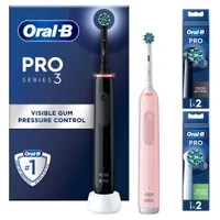 Oral B Pro 3900 Duo Pack of Two Electric Toothbrushes, Black & Pink
