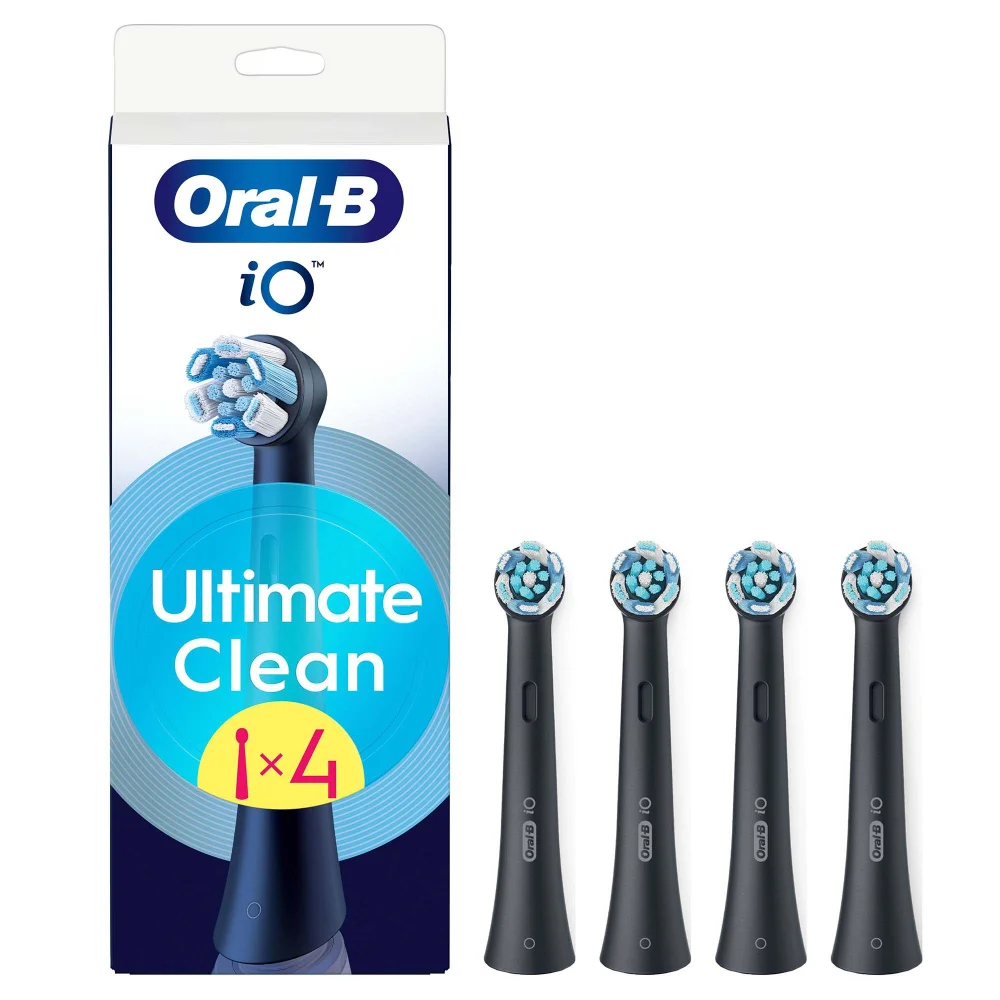 Oral B iO Ultimate Clean Black Toothbrush Heads, Pack of 4 Heads Image 1