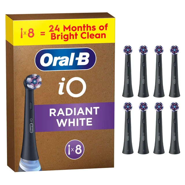 Oral-B iO Radiant White Toothbrush Heads Black 8 Pack