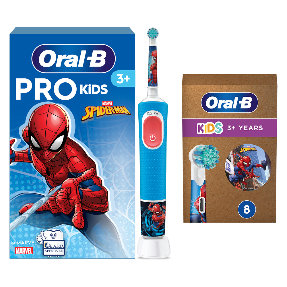 Oral B Pro Kids Spiderman Electric Toothbrush + 8 Toothbrush Heads