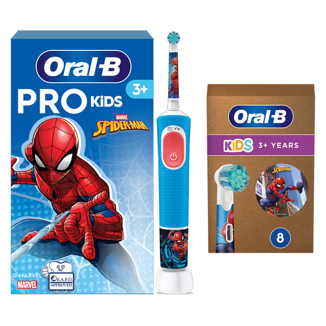 Oral B Pro Kids Spiderman Electric Toothbrush + 8 Toothbrush Heads