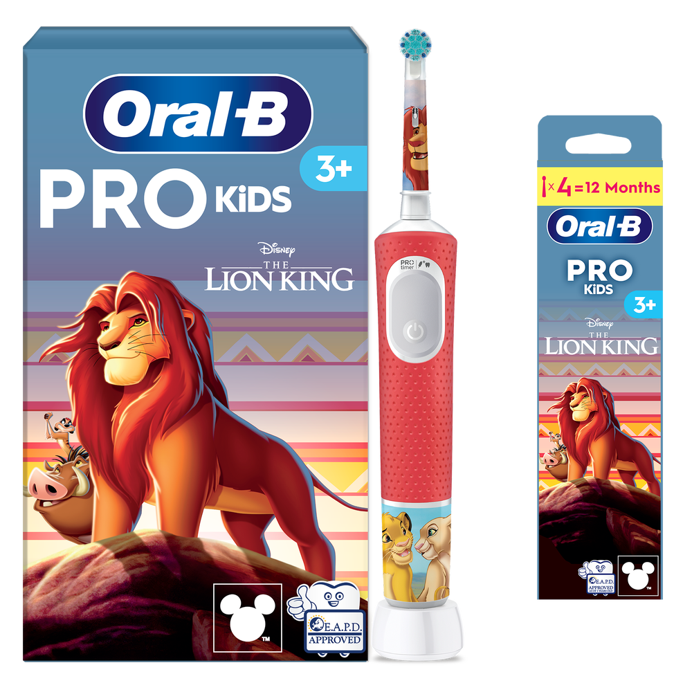 Oral B Pro Kids Lion King Electric Toothbrush + 4 Toothbrush Heads