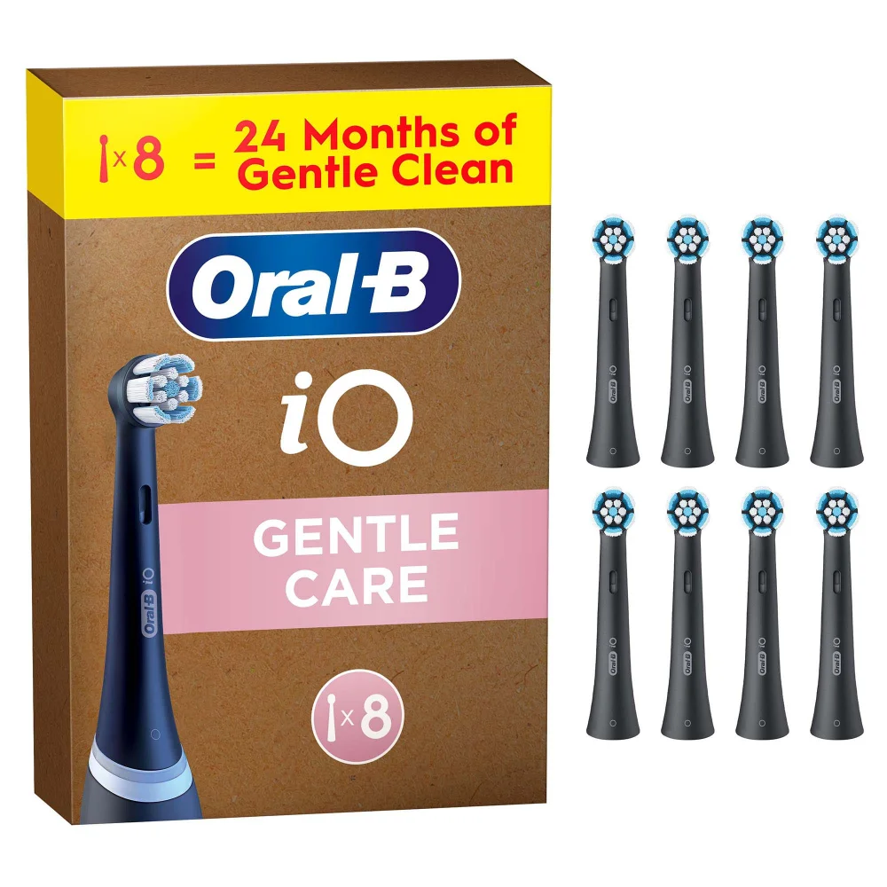 Oral-B iO Gentle Care Toothbrush Heads Black 8 Pack Image 1