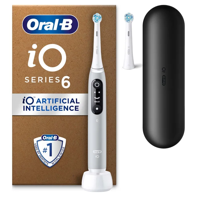 Oral-B iO6 Electric Toothbrush, Grey, with Travel Case and Extra Head
