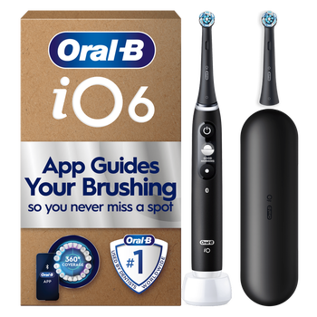Oral-B iO6 Black Lava Electric Toothbrush + Travel Case + 1 Toothbrush Head