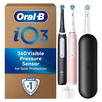 Oral-B iO3 Pink & Black Electric Toothbrush Duo Pack
