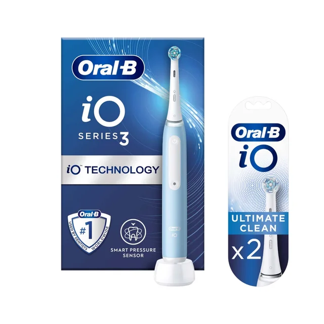 Oral B iO3 Ice Blue Electric Toothbrush +2 Refills