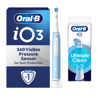 Oral-B iO3 Ice Blue Electric Toothbrush + 2 Toothbrush Heads