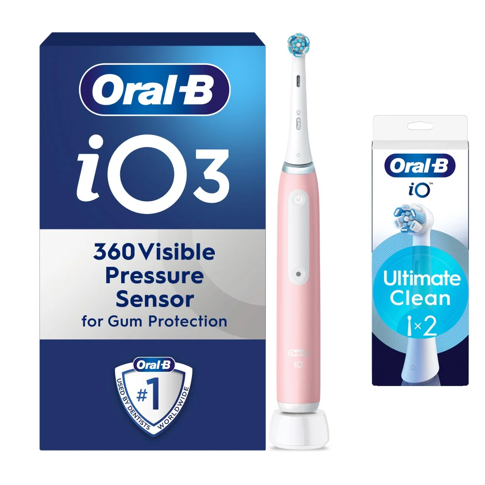 Oral B iO3 Blush Pink Electric Toothbrush +2 Refills Image 1