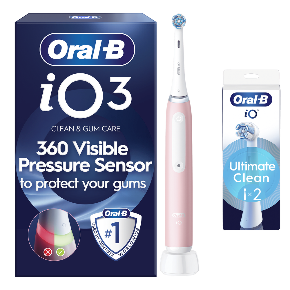 Oral B iO3 Blush Pink Electric Toothbrush +2 Brush Heads