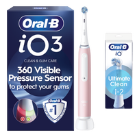 Oral B iO3 Blush Pink Electric Toothbrush +2 Brush Heads