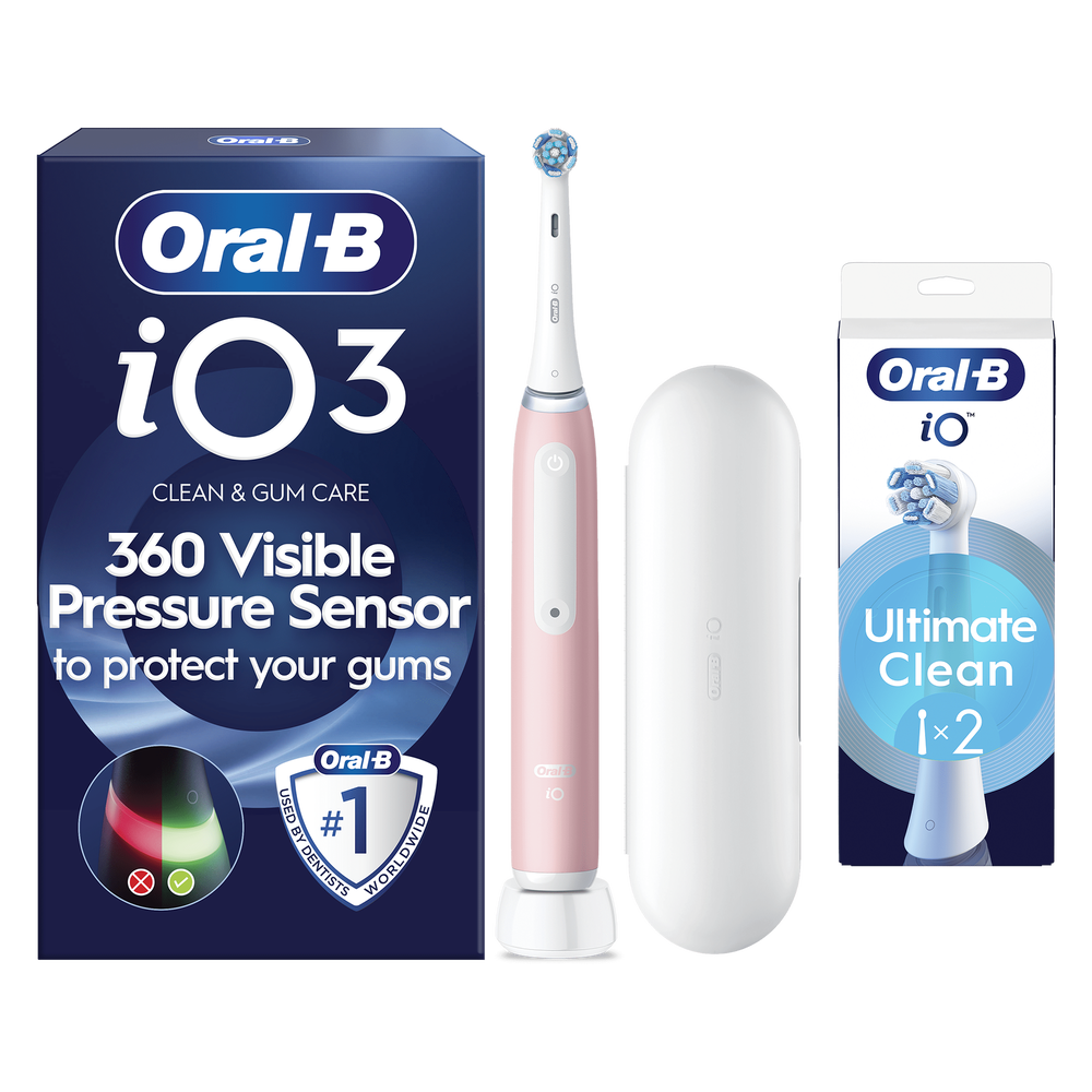 Oral B iO3 Blush Pink with Travel Case +2 Brush Heads