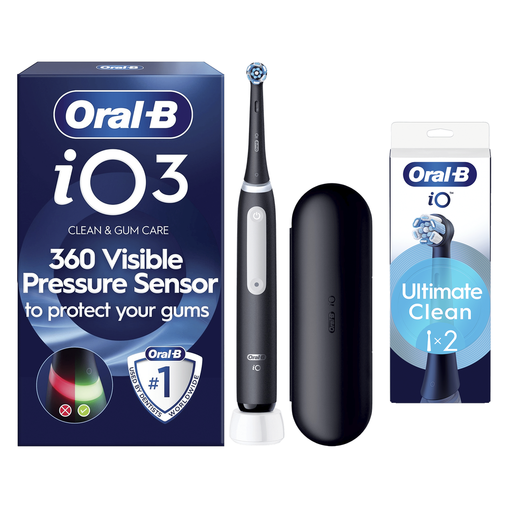Oral B iO3 Matt Black with Travel Case +2 Brush Heads