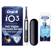 Oral B iO3 Matt Black with Travel Case +2 Brush Heads
