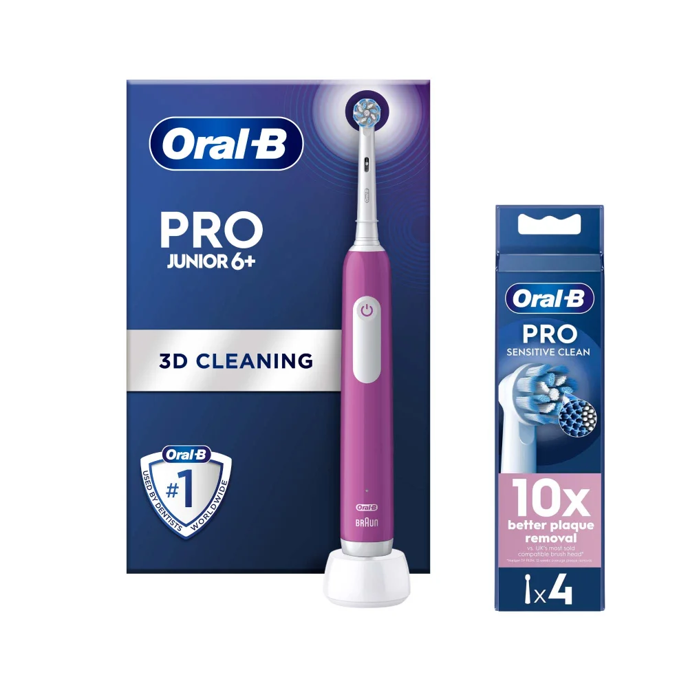 Oral B Junior Electric Toothbrush Purple +4 Refills Image 1