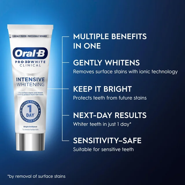 Oral-B Pro-3D White Clinical Intensive Whitening Bright Brilliance Toothpaste 75ml