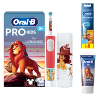 Oral B Pro Kids Lion King Electric Toothbrush + Travel Case + 8 Toothbrush Heads + Toothpaste