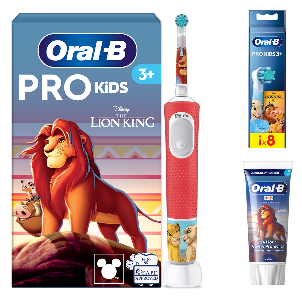 Oral B Pro Kids Lion King Electric Toothbrush + 8 Toothbrush Heads + Toothpaste