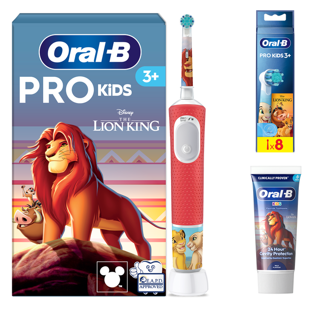 Oral B Pro Kids Lion King Electric Toothbrush + 8 Toothbrush Heads + Toothpaste