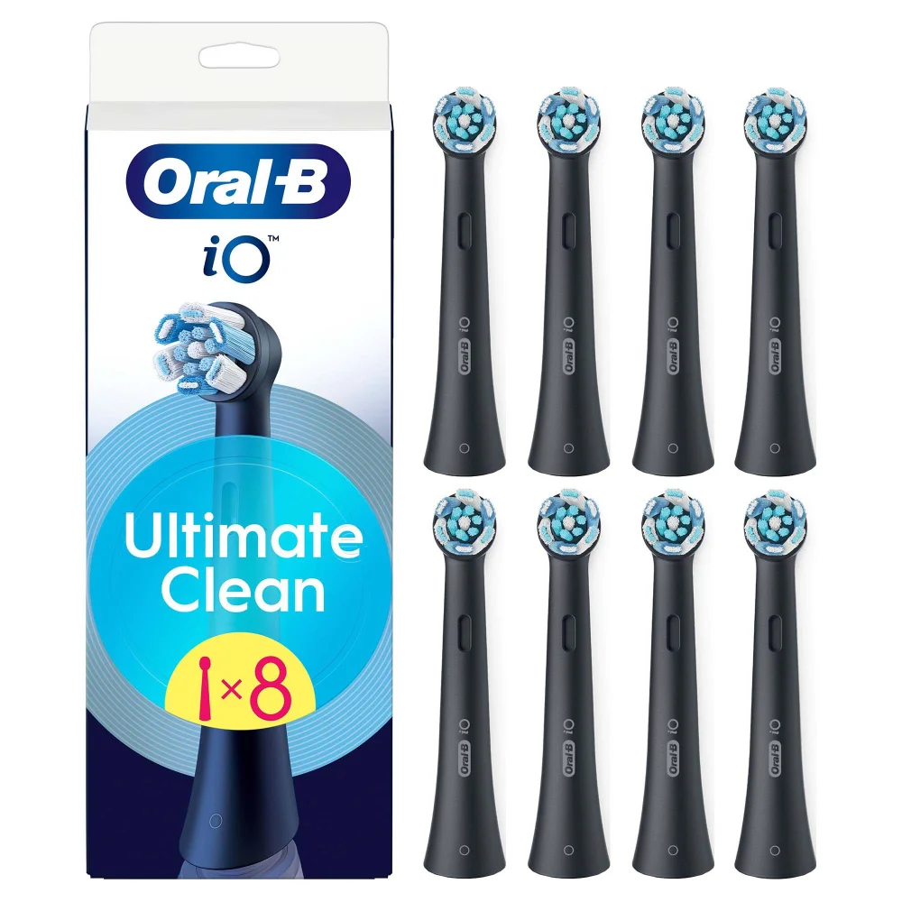 Oral-B iO Ultimate Clean Toothbrush Heads Black 8 Pack Image 1