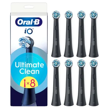 Oral-B iO Series Ultimate Clean Black, Original Brush Heads, CrissCross Bristles, 8