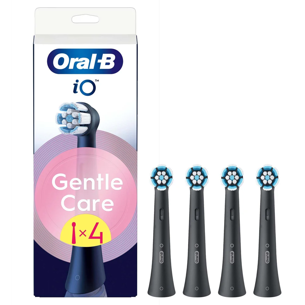 Oral B iO Gentle Care Black Toothbrush Heads, Pack of 4 Heads Image 1