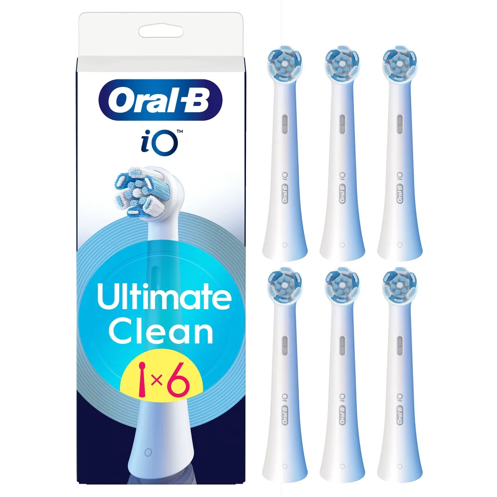 Oral-B iO Ultimate Clean Toothbruhs Heads White 6 Pack Image 1