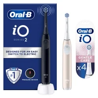 Oral-B iO2 Night Black & Calm Pink Electric Toothbrush Duo +4 Gentle Care Refills - undefined undefined