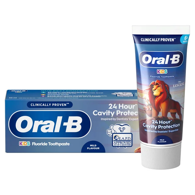 Oral-B Kids 6+ Months- 6 Years Lion King Toothpaste, Fruity Flavour, with Sodium Fluoride, 60ml