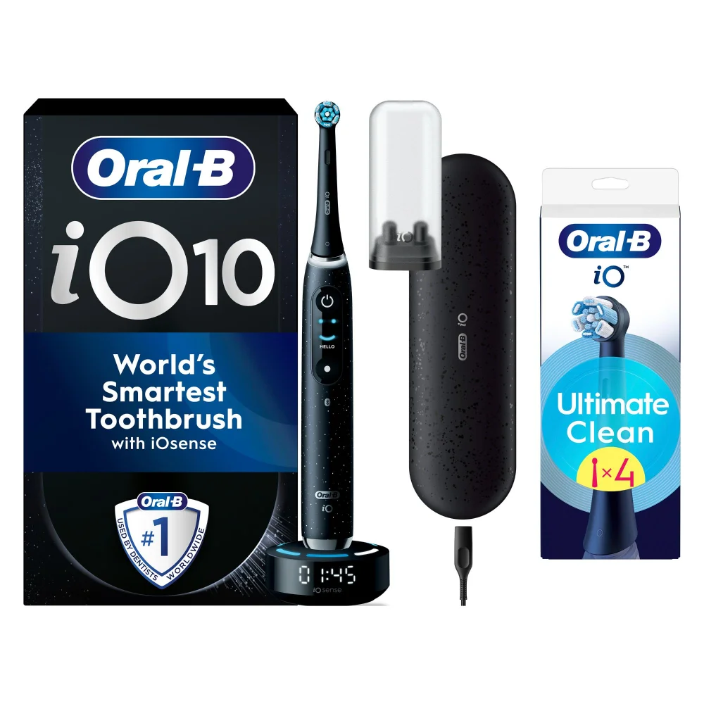 Oral B iO10 Cosmic Black Electric Toothbrush with Charging Travel Case +4 Refills Image 1