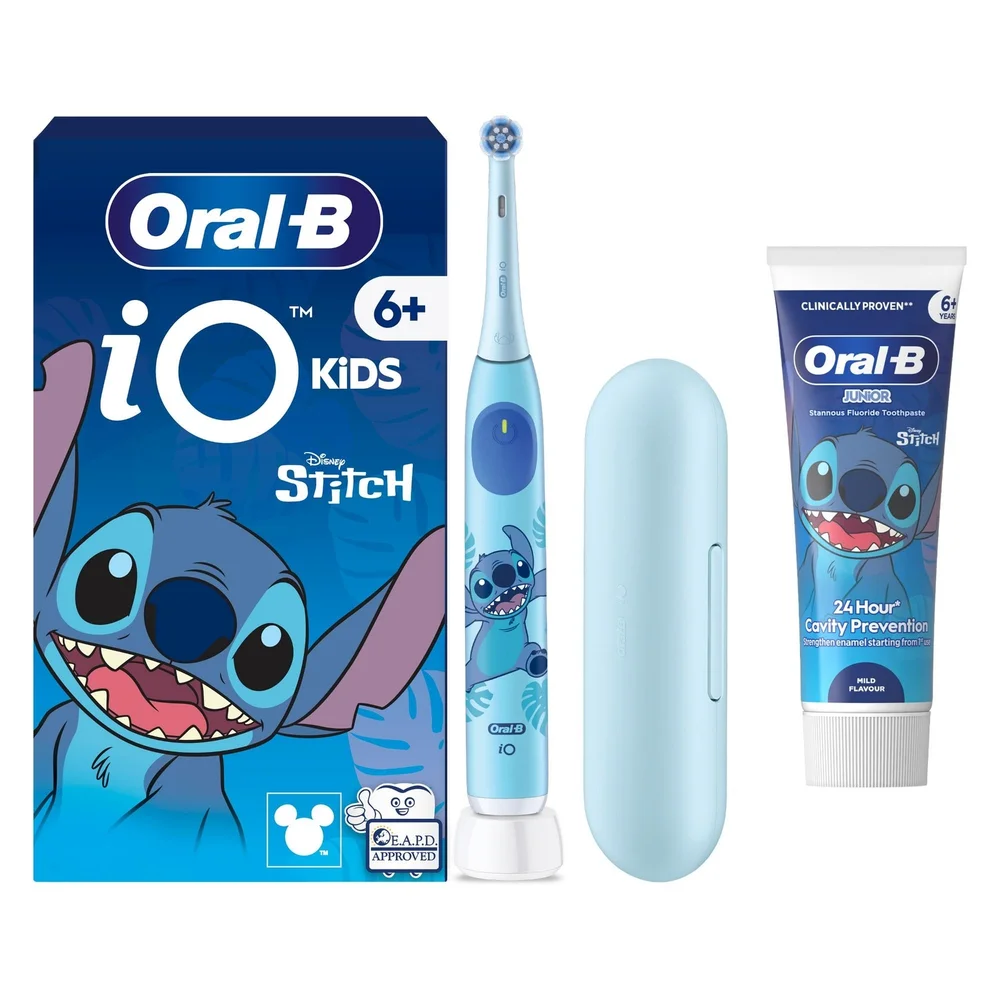 Oral-B iO Kids Disney Stitch Electric Toothbrush with Travel Case +Toothpaste Image 1