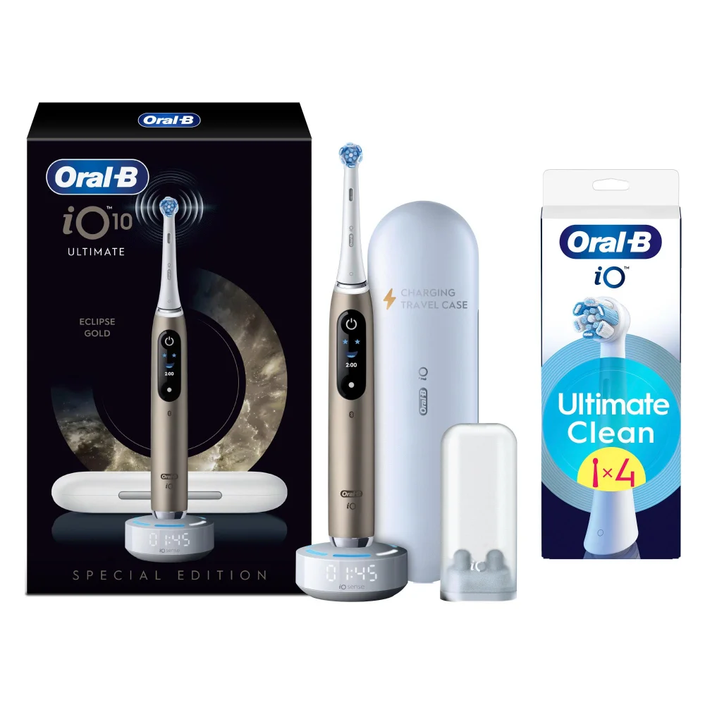 Oral B iO10 Eclipse Gold Limited Edition Electric Toothbrush +4 Brush Heads Image 1