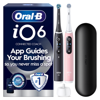 Oral-B iO6 Electric Toothbrush Night Black & Calm Pink Duo Pack