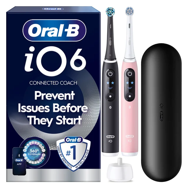 Oral-B iO6 Electric Toothbrush Night Black & Calm Pink Duo Pack