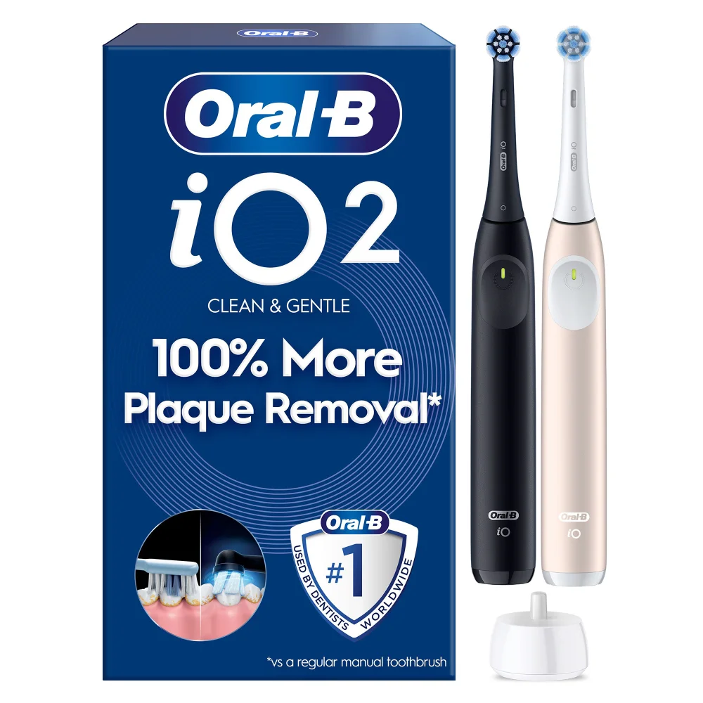 Oral-B iO2 Electric Toothbrush Night Black & Calm Pink Duo Pack Image 1