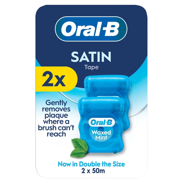 Oral-B Satin Tape Dental Floss, Mint, 2x50m