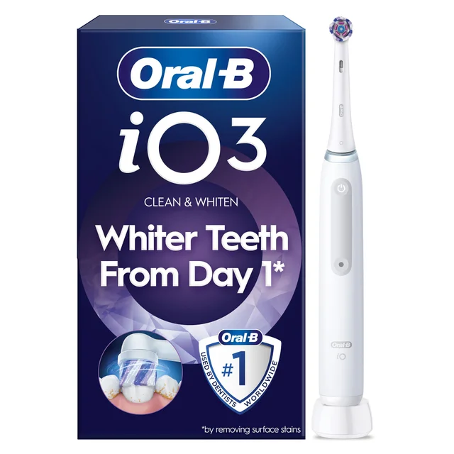 Oral-B iO 3 Electric Toothbrush, Quite White, 1 Brush Head, Long-Lasting Battery