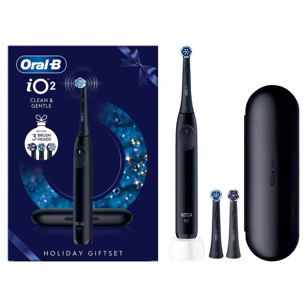 Oral-B iO2 Night Black Electric Toothbrush Seasonal Limited Edition + Travel Case + 3 Refills Image 1
