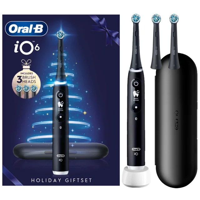 Oral-B iO6 Black Lava Electric Toothbrush + 3 Toothbrush Heads Holiday Gift Set
