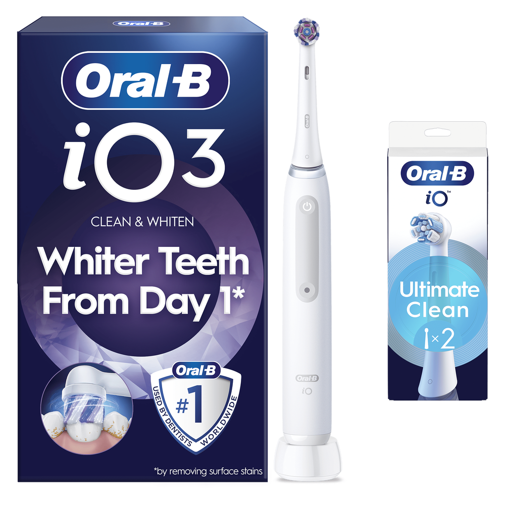 Oral-B iO3 White Electric Toothbrush + 2 Brush Heads